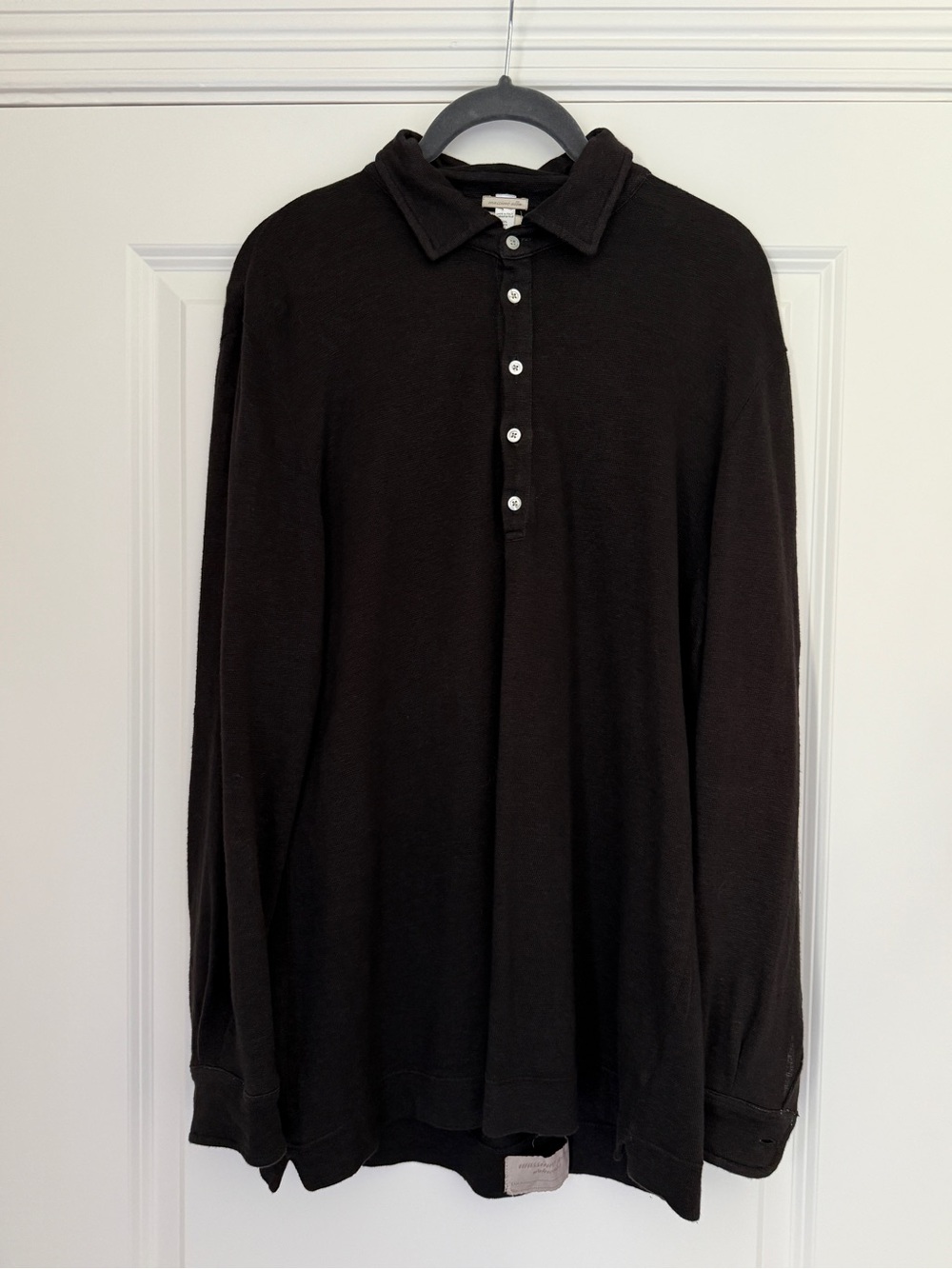 Massimo Alba Long Sleeve Linen Polo Shirt - Brown Size Small
